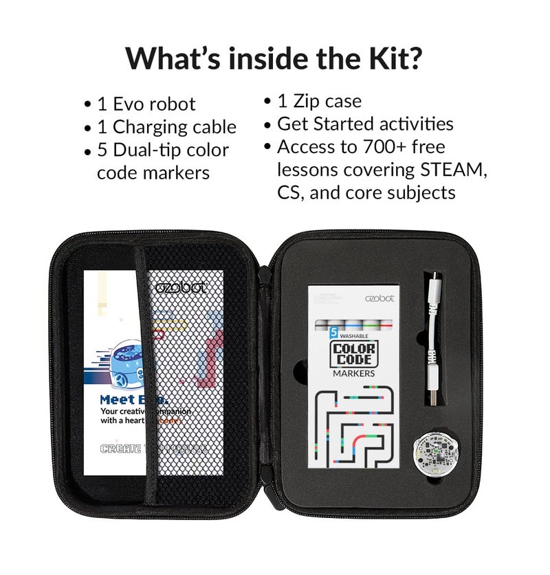 Ozobot Evo Entry Kit: Interactive Coding Robot, Kids Ages 5+, Includes Color Code Markers, Charging Cable, Zip Case, Access to 700+ STEM Lessons - Educators & Parents, No Coding Experience Required - Image 5