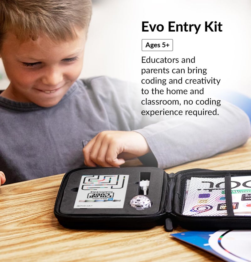 Ozobot Evo Entry Kit: Interactive Coding Robot, Kids Ages 5+, Includes Color Code Markers, Charging Cable, Zip Case, Access to 700+ STEM Lessons - Educators & Parents, No Coding Experience Required - Image 2