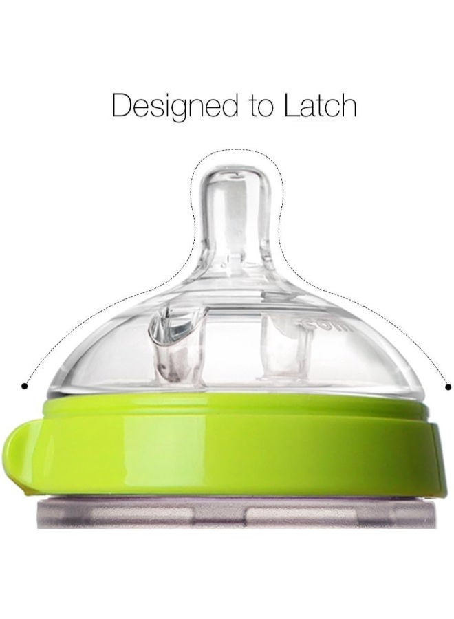 Comotomo Natural Feel Baby Bottle, Soft & Squeezy, Easy To Clean, Dual Anti-Colic Vent Bottle For Baby, Infants And Newborn 250ml, Green (Pack Of 2) - Image 3