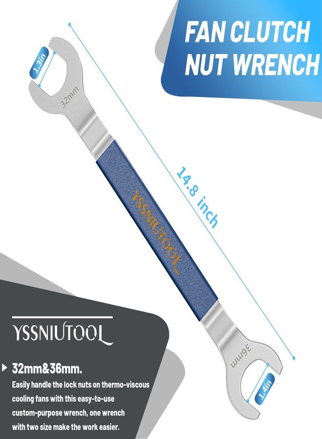 YSSNIUTOOL Fan Clutch Wrench Set,32mm & 36mm Wrenches - Essential Tool for BMW, Ford, GM, Chevrolet, Fan Clutch Removal Kit,Water Pump Holder, Fan Clutch Nut Wrench Removal Kit (Blue) - Image 5