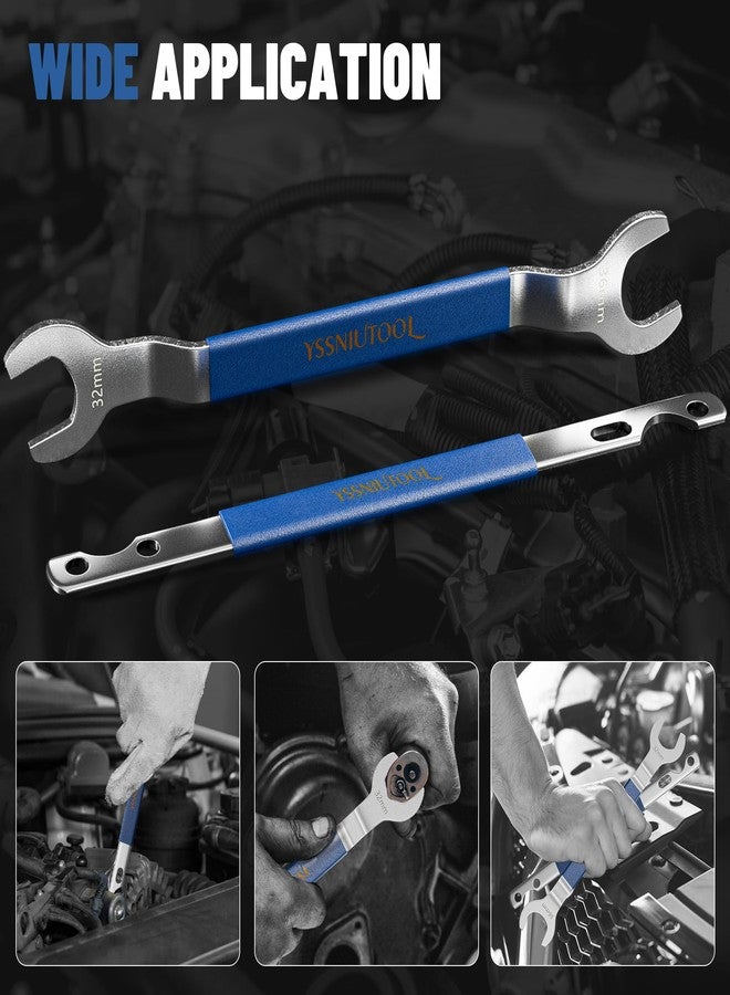 YSSNIUTOOL Fan Clutch Wrench Set,32mm & 36mm Wrenches - Essential Tool for BMW, Ford, GM, Chevrolet, Fan Clutch Removal Kit,Water Pump Holder, Fan Clutch Nut Wrench Removal Kit (Blue) - Image 2