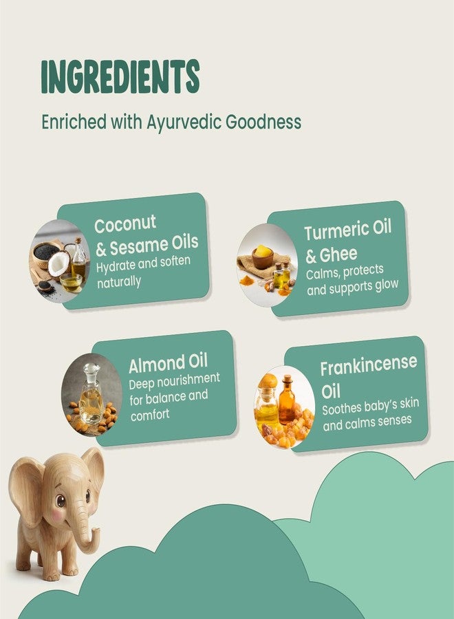 Green Milk Green Cuddle Baby Massage Oil | Ayurvedic Baby Oil with Coconut, Ghee, Turmeric, Almond & Frankincense | Lightweight, Non-Sticky Baby Oil | Safe for Babies from 3 Months | No Mineral Oil | 200 ml - Image 4