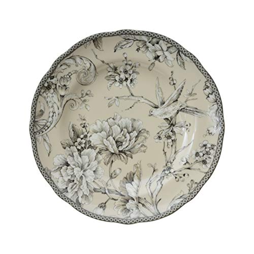 222 Fifth Adelaide 16-Piece Traditional Antique White Porcelain Dinnerware Set – Service for 4, Romantic Bird & Floral Design, Everyday Big Dinner Plates and Bowls Sets, Microwave & Dishwasher Safe - Image 5