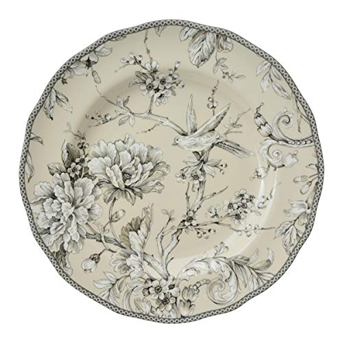222 Fifth Adelaide 16-Piece Traditional Antique White Porcelain Dinnerware Set – Service for 4, Romantic Bird & Floral Design, Everyday Big Dinner Plates and Bowls Sets, Microwave & Dishwasher Safe - Image 4