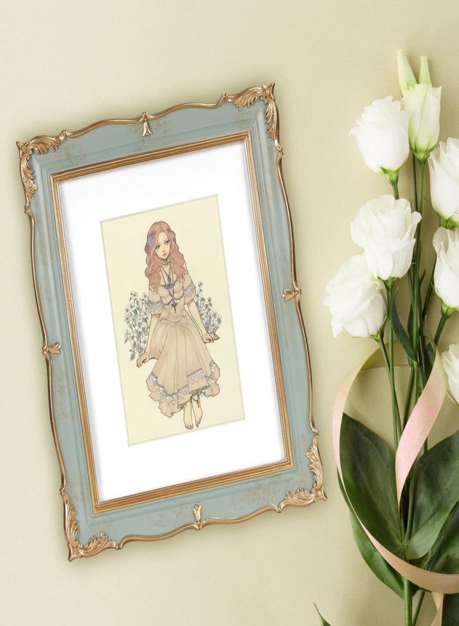 PHAREGE Vintage Picture Frame 8x10 Light Green Gold, 8 by 10 Ornate Decorative Antique Frame with Mat for 5x7 Photo, Fancy Matted Frame for Desktop or Wall, Horizontal or Vertical - Image 5