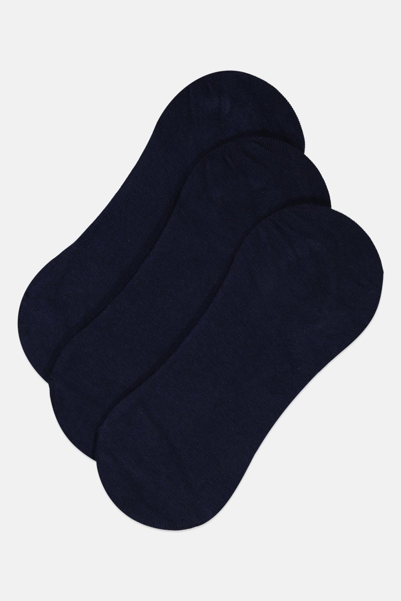 Rocawear Men 3 Pairs Plain Round Invisible Socks, Navy - Image 1