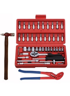 Digital Craft Digital Craft Hand Tool Kit Car Ratchet Wrench Assembly Tool Household Repair Tools Automotive Set Socket Set 46PcHammer 200 gmWater Pump Plier  - Image 1