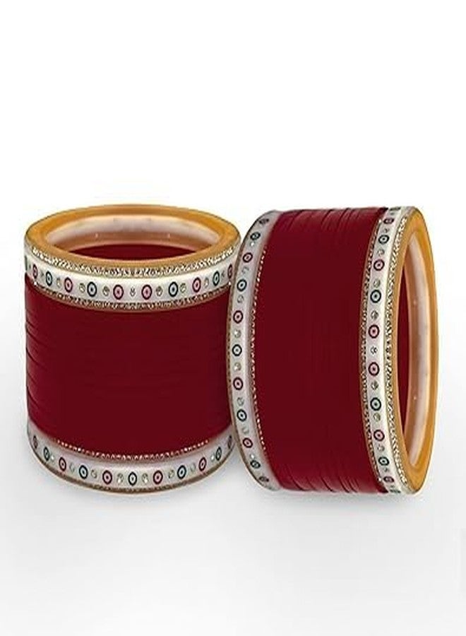 BANGLESKART طقم أساور تشودا البنجابية للعرائس من بانغلسكارت للنساء (طقم من قطعة واحدة) لون عنابي (2.10) - Image 5