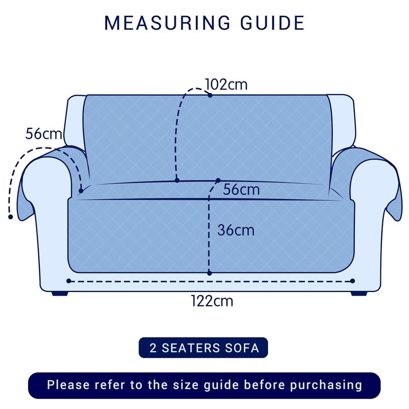 subrtex Quilted Sofa Cover Reversible Sofa Protector 1,2,3 Seater with Adjustable Elastic Straps, Side Storage Pocket (2 Seaters, Black) - Image 3