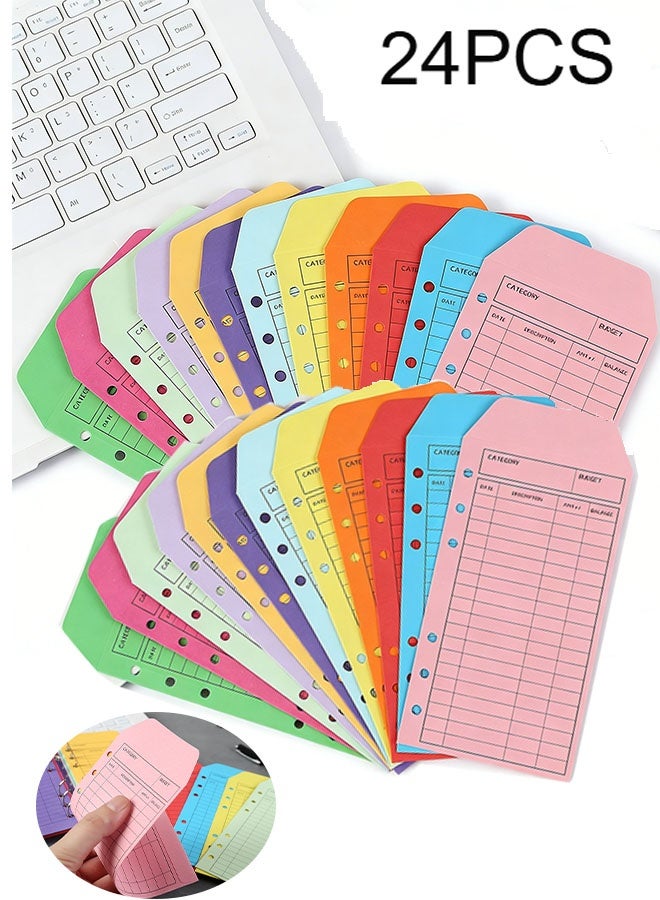 Happy D 12 Color Budget Envelopes With Punch Hole, Thicker Cash Envelope System for Money Saving, Expense Tracker Budget Sheets, Savings Money Organizer Envelopes for Family, Company 24pcs - Image 1