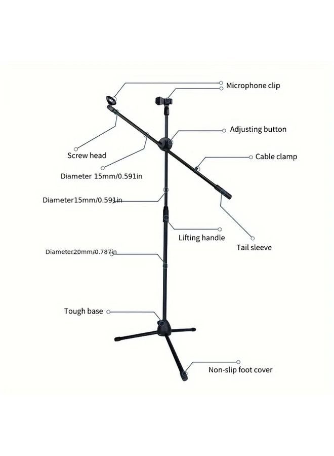 موديل 103 حامل أرضي متعدد الاستخدامات بقضيب مزدوج مع مشابك ميكروفون مزدوجة للعروض الداخلية والخارجية - Image 4