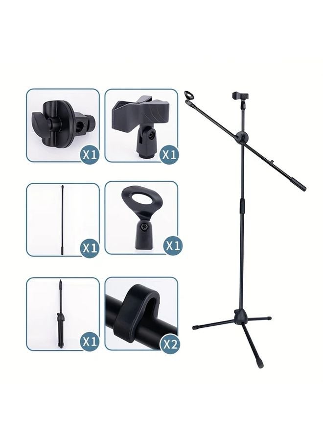 موديل 103 حامل أرضي متعدد الاستخدامات بقضيب مزدوج مع مشابك ميكروفون مزدوجة للعروض الداخلية والخارجية - Image 2