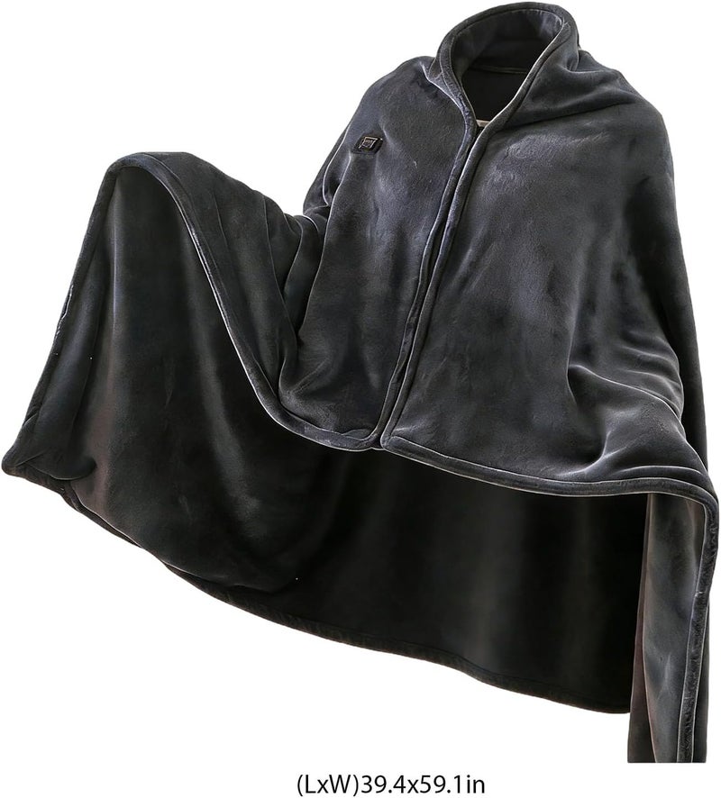 USB Heated Shawl Wraps for Women, 39.4 x 59.1 in / 100 x 150 cm Extra Large Blanket, Soft Fleece Heated Throw Blanket, Electric Wearable Heating Blankets, Winter Warm Gifts, Gray - Image 3