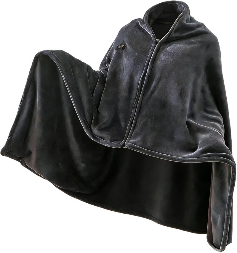 USB Heated Shawl Wraps for Women, 39.4 x 59.1 in / 100 x 150 cm Extra Large Blanket, Soft Fleece Heated Throw Blanket, Electric Wearable Heating Blankets, Winter Warm Gifts, Gray - Image 1