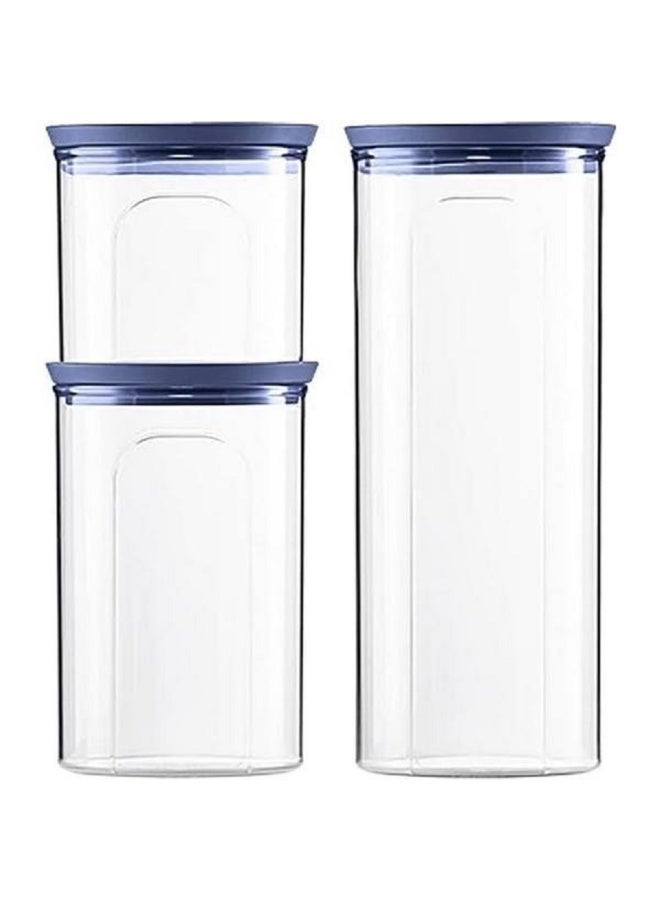 Stefanplast 3-Piece Tosca Round Plastic Jar Set Clear and Blue - Image 2