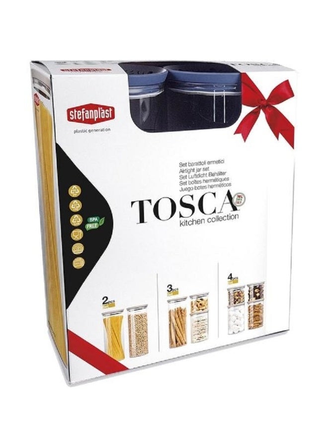 Stefanplast 3-Piece Tosca Round Plastic Jar Set Clear and Blue - Image 1