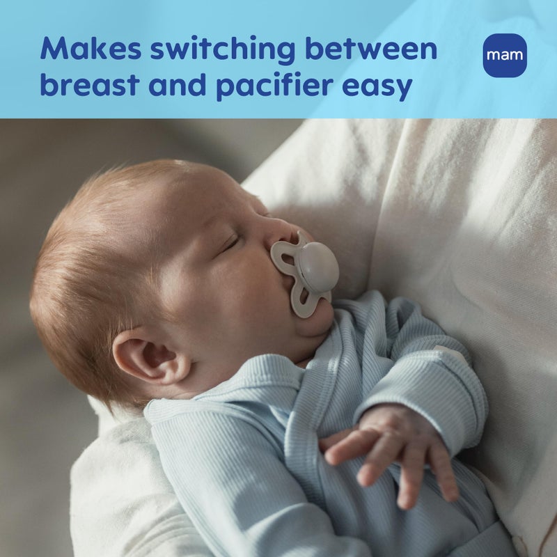 MAM Original Start Matte Baby Pacifiers 0-3 Months Newborns, BPA-Free Skin Soft Silicone Nipple, Developed with Medical Experts, Easy to Clean, 4 Count - Image 4