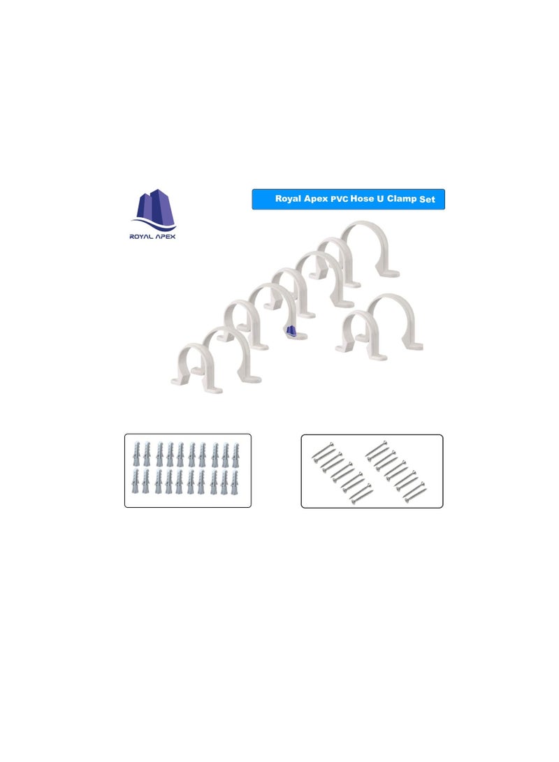 مشابك تثبيت مواسير PVC بيضاء على شكل U مشبك مع برغي وفيشر ، لقوس تثبيت أنابيب القناة ودعم أنابيب المياه وأنابيب الغاز - 10 قطع (1 بوصة)  - Image 2