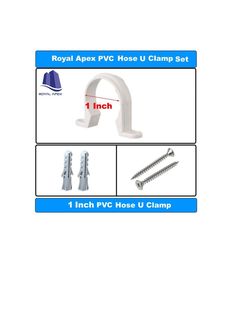 مشابك تثبيت مواسير PVC بيضاء على شكل U مشبك مع برغي وفيشر ، لقوس تثبيت أنابيب القناة ودعم أنابيب المياه وأنابيب الغاز - 10 قطع (1 بوصة)  - Image 3