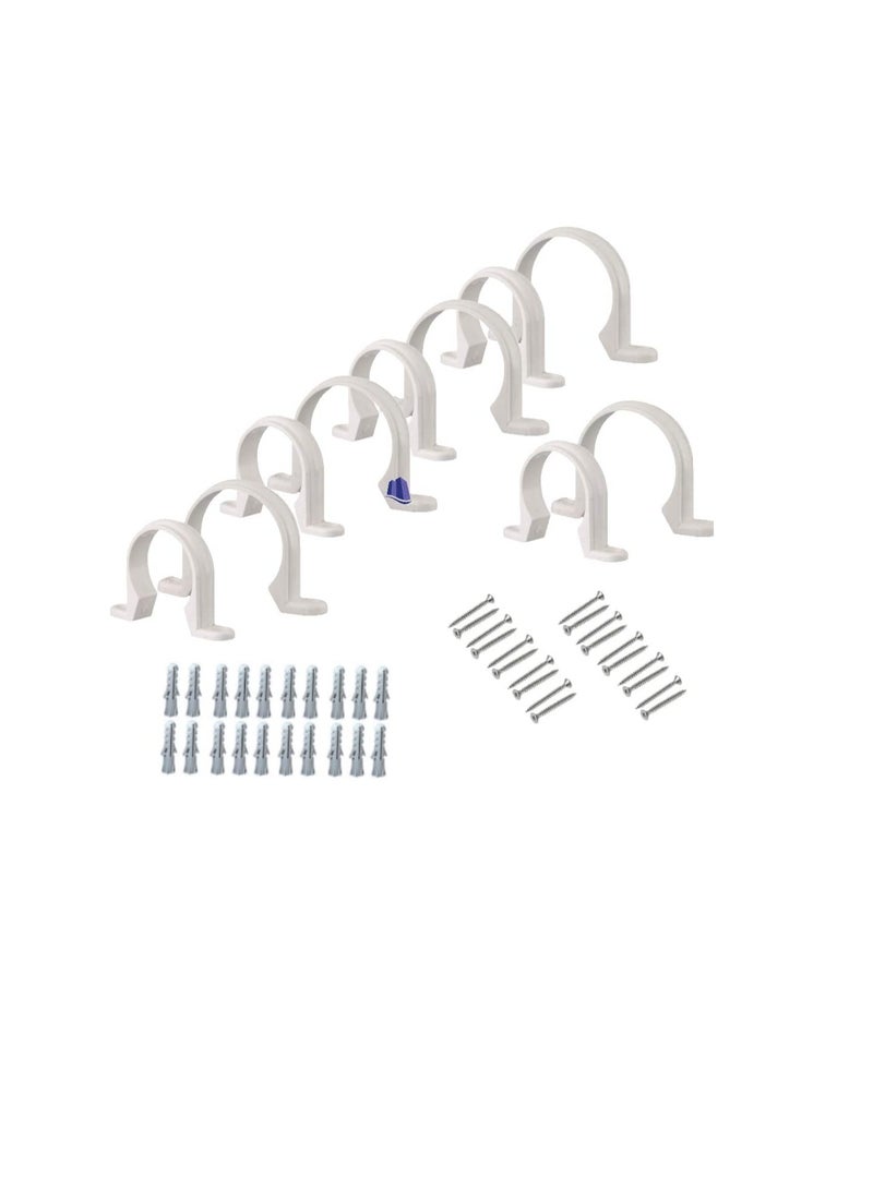 مشابك تثبيت مواسير PVC بيضاء على شكل U مشبك مع برغي وفيشر ، لقوس تثبيت أنابيب القناة ودعم أنابيب المياه وأنابيب الغاز - 10 قطع (1 بوصة)  - Image 1