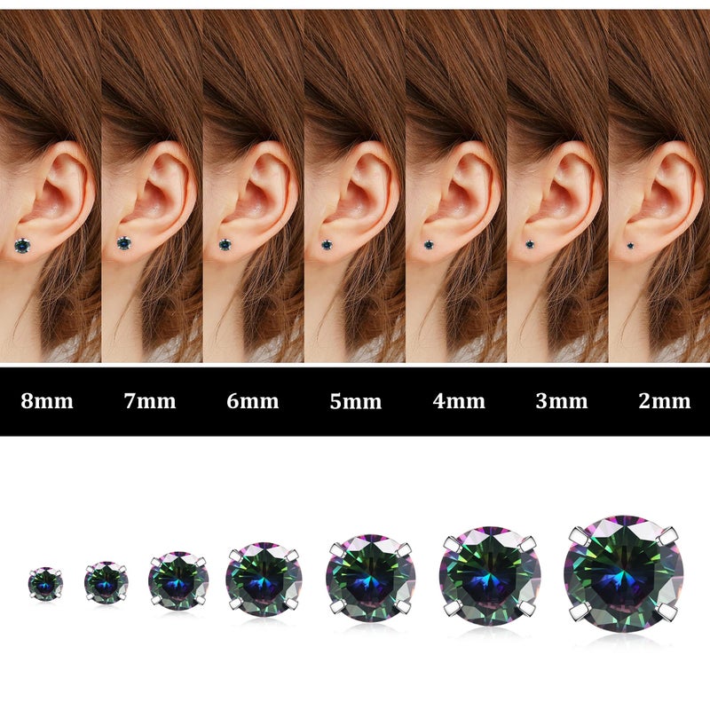 Fansilver 20G Hypoallergenic Flat Back Earrings for Women Men Silver 14K Gold Stainless Steel Stud Earrings Brithstone Cubic Zirconia Studs Surgical Steel Cartilage for Sensitive Ears - Image 2