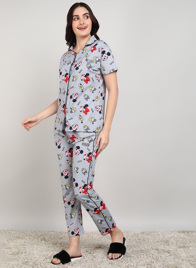 PREEN Women Printed Night Suit with Mickey Mouse Design - Image 5