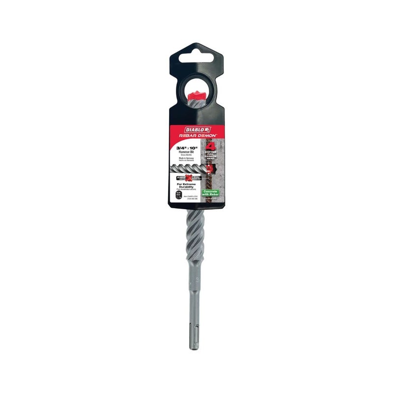 Diablo Rebar Demon Sds-Plus 4-Cutter Full Carbide Head Hammer Drill Bit For Concrete And Reinforced Materials - 3/4"" Diameter  10"" Length  8"" Working Length - Dmapl4250 - Image 2
