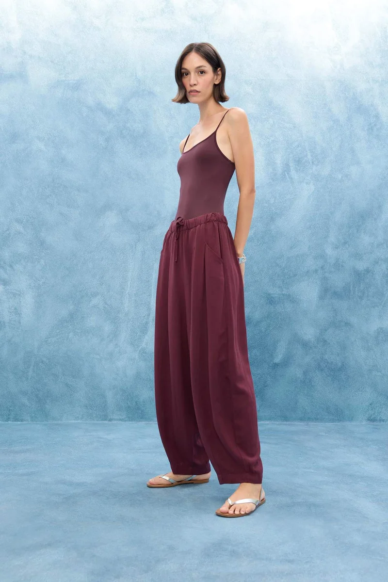ديفاكتو Balloon Fit Double Pocket Linen Blended Trousers