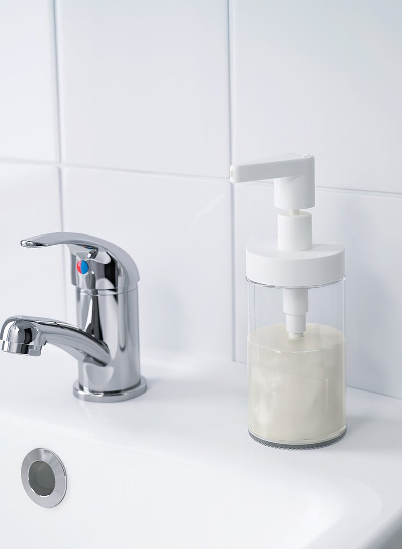 Liquid Soap Dispenser Clear/White 10cm  - Image 2