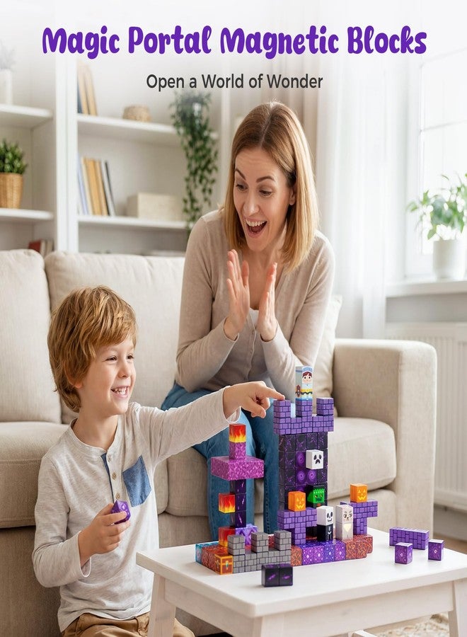 3 otters Magnetic Blocks 150PCS Portal Set, STEM Magnet Cubes Construction Toys for Kids, Sensory Stacking Building Blocks Birthday Gifts for Boys & Girls - Image 2