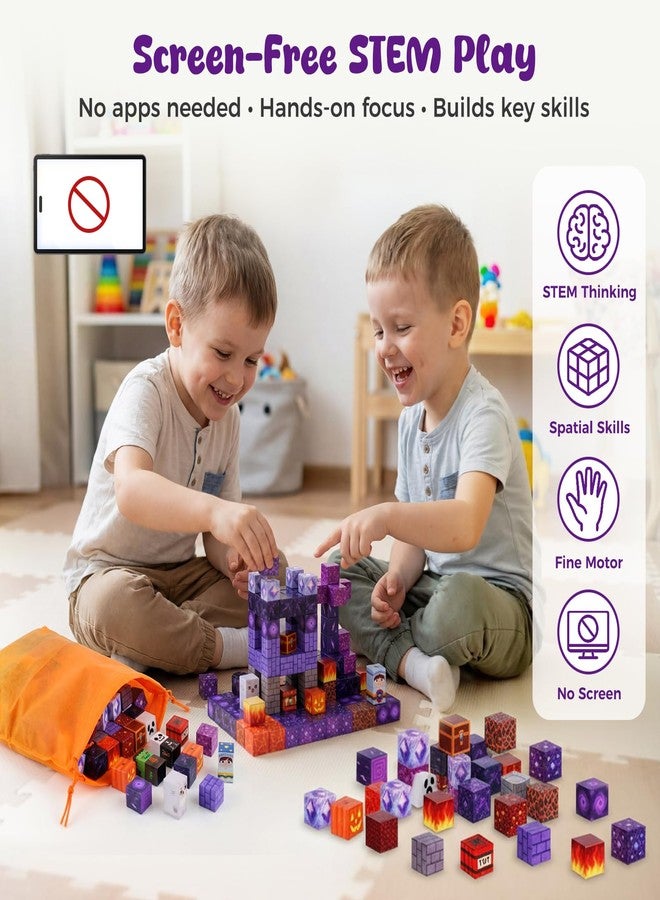 3 otters Magnetic Blocks 150PCS Portal Set, STEM Magnet Cubes Construction Toys for Kids, Sensory Stacking Building Blocks Birthday Gifts for Boys & Girls - Image 5