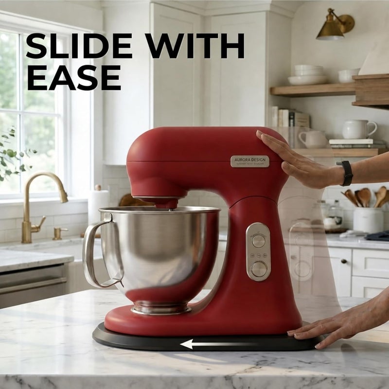 Ibyx صينية انزلاقية من الخيزران من Ibyx لخلاط Kitchenaid القائم سعة 4.5 كوارت - سجادة منزلقة لخلاط Kitchen Aid بدون جهد لسطح العمل - لوح منزلق للأجهزة قوي ومتين وغير قابل للانزلاق (أسود) - Image 3