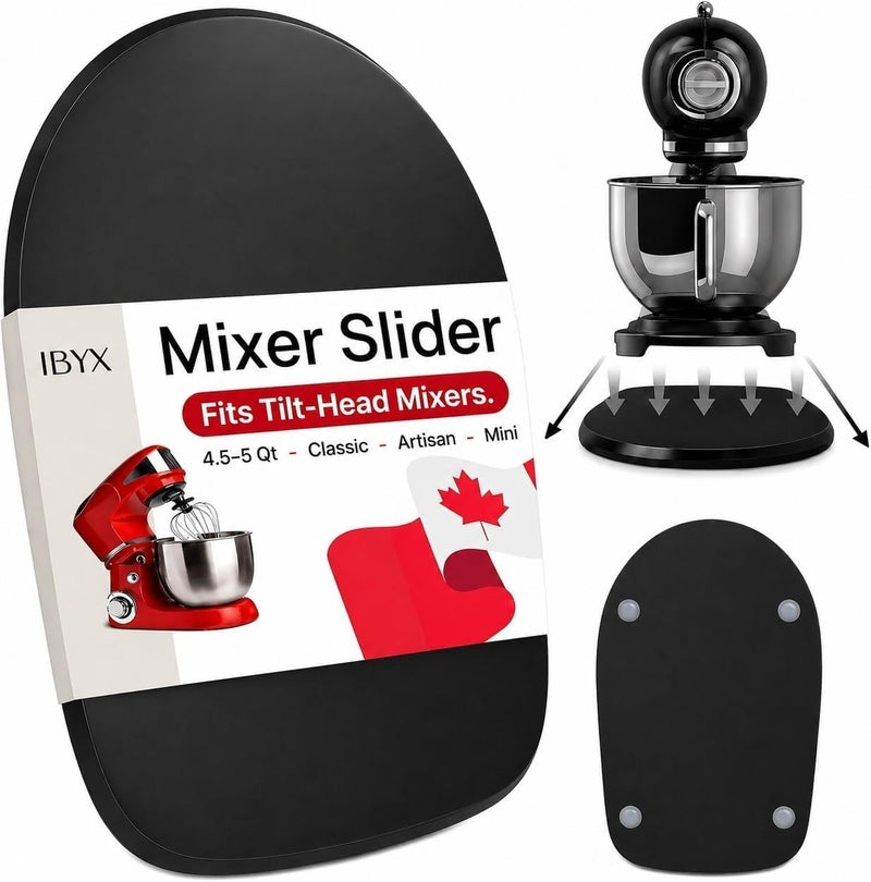 Ibyx صينية انزلاقية من الخيزران من Ibyx لخلاط Kitchenaid القائم سعة 4.5 كوارت - سجادة منزلقة لخلاط Kitchen Aid بدون جهد لسطح العمل - لوح منزلق للأجهزة قوي ومتين وغير قابل للانزلاق (أسود) - Image 1