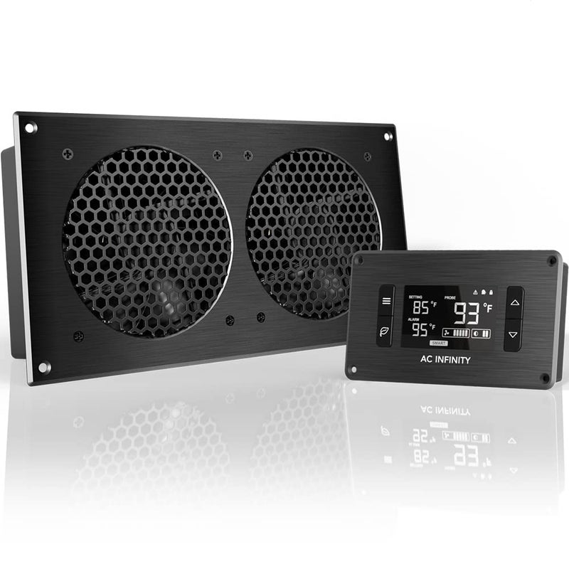 AC Infinity AIRPLATE T7, Quiet Cooling Fan System 12" with Thermostat Control, for Home Theater AV Cabinets - Image 1