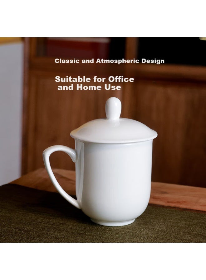 JD.com Jd Jingzao Ceramic Tea Cup With Lid For Office Meeting Customizable Pure White 360Ml 1Pc - Image 3
