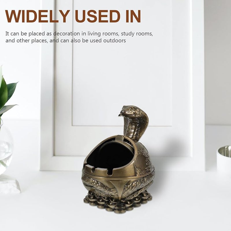 Metal Windproof Ashtray with Lid Snake Design Outdoor Patio Large Capacity Weather Resistant - Image 5