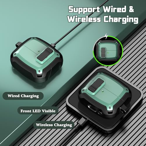 AIRSPO Compatible with Samsung Galaxy Buds 3 Case & Galaxy Buds 3 Pro Case with Cleaner kit, Military Hard Case with Lock for Samsung Galaxy Buds 3 Wireless Charging Cases, Green - Image 5