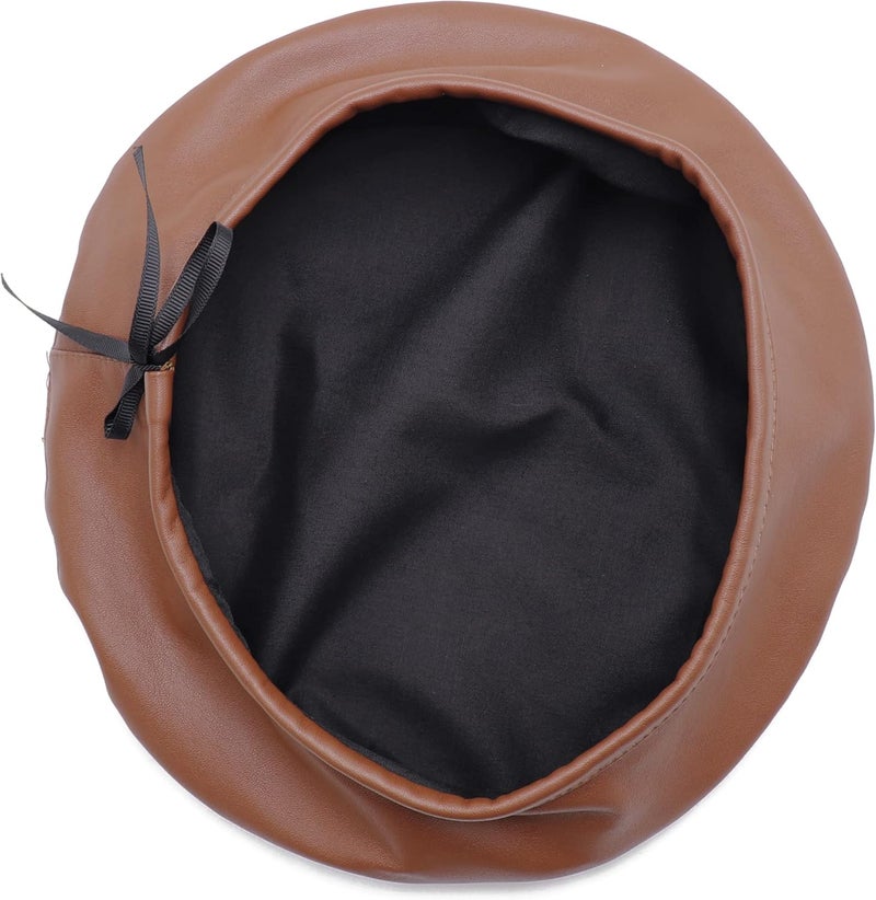 Umeepar Womens Classic Pu Leather French Beret Hat - Image 3