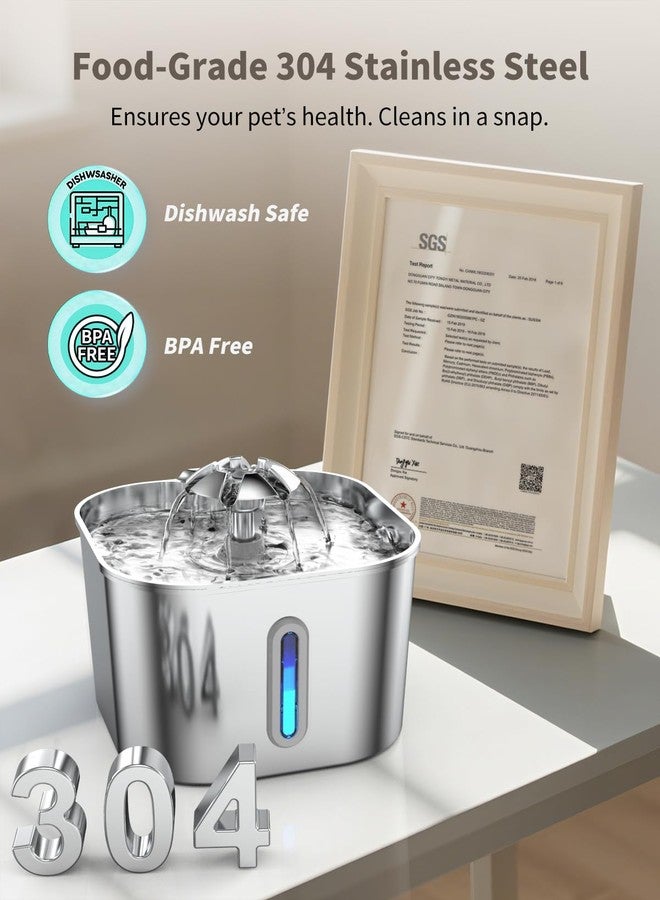 Vekonn Cat Water Fountain Stainless Steel with 4 Filters & 4 Sponges, 74oz/2.2L Cat Fountain with Quiet Pump, Automatic Pet Water Dispenser, Ideal for Multi-pet Homes, Fresh & Clean Water for Cats and Dogs - Image 3