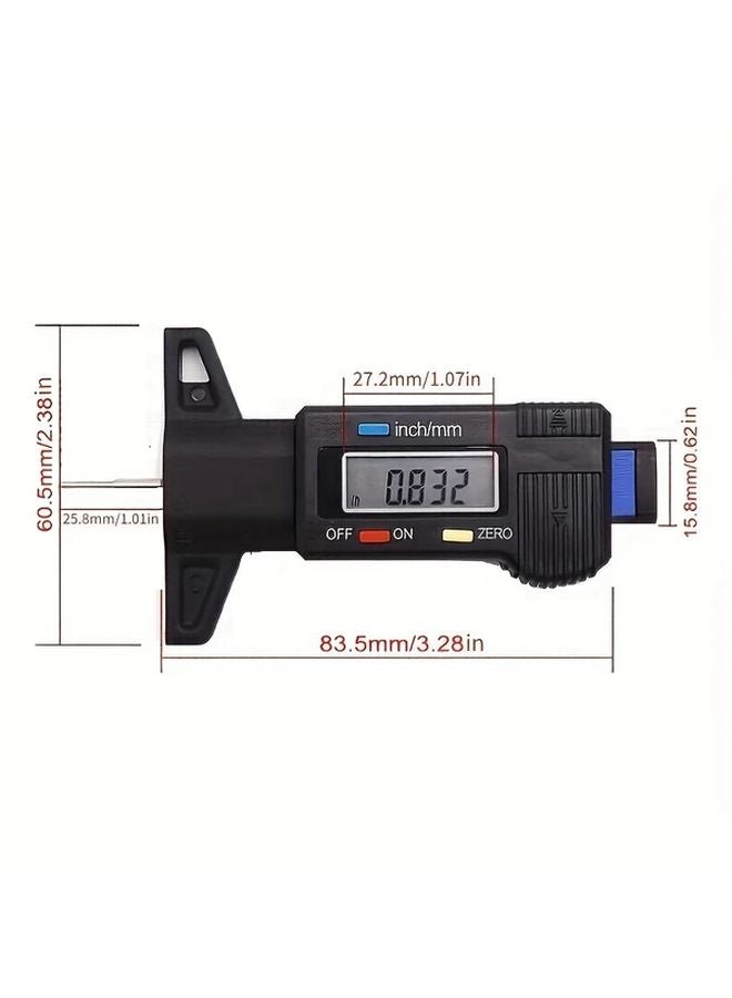 Forevertool Black High Precision 001mm LCD Digital Depth Gauge Tire Tread Measurement - Image 3