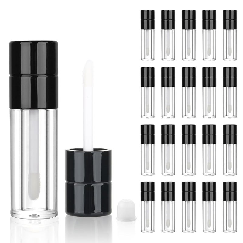 COSIDEA 20pcs Round 4ml 013oz Black Empty lip gloss tubes with wand Lipgloss tube containers for lip oil packing