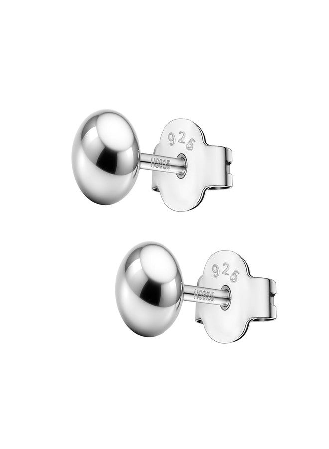 HIGHSPARK 925 Silver Ball Earrings | 92.5 Sterling Silver Plain Ball Stud Earrings for Women Men Boys & Girls | Silver 4mm - Image 1