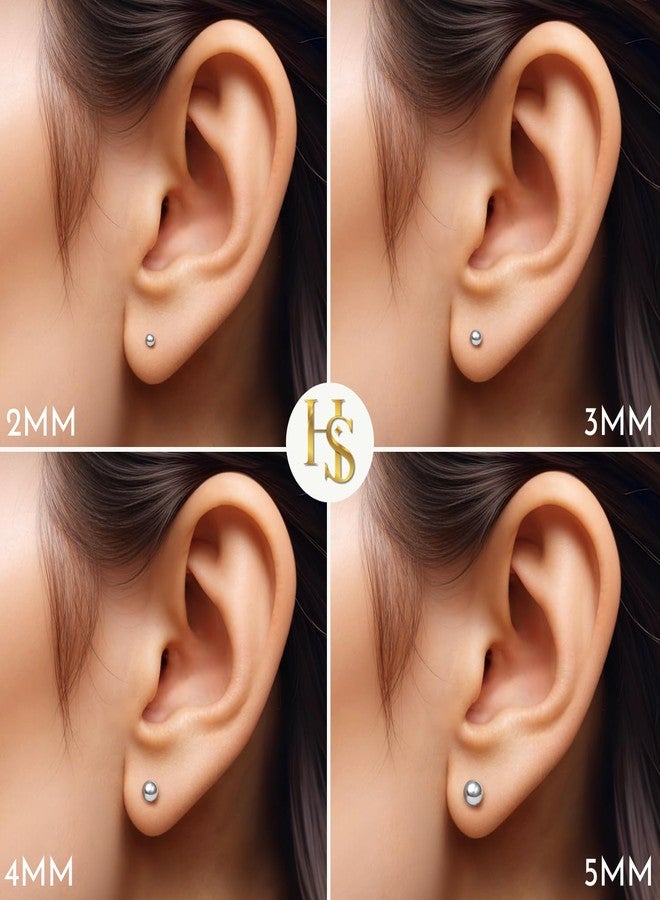 HIGHSPARK 925 Silver Ball Earrings | 92.5 Sterling Silver Plain Ball Stud Earrings for Women Men Boys & Girls | Silver 4mm - Image 5