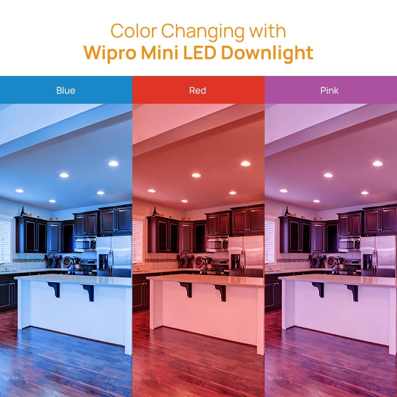 WIPRO Wipro Garnet 3W LED Mini Downlight Colour Changing RedBluePink Compact Design with 120 Beam Angle Recessed Down Light for False Ceiling Cutout 22 inch Pack of 1  - Image 5