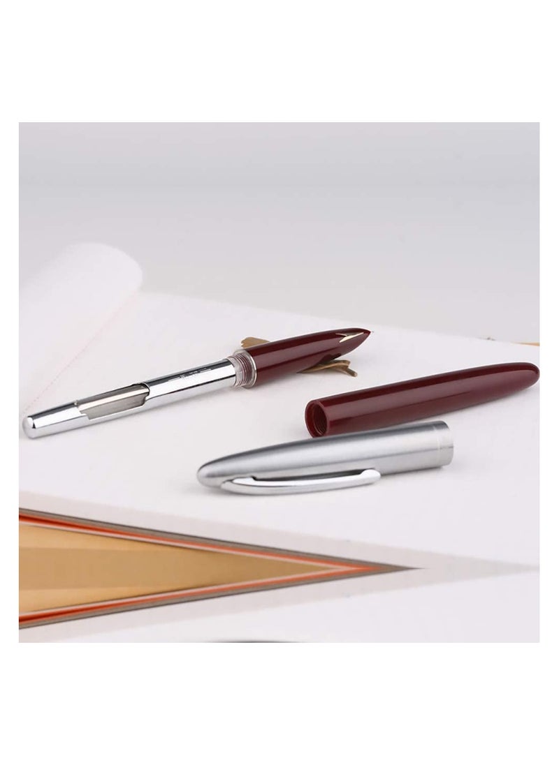 Gold Leaf - GOLD LEAF Hero Pen Original Fountain Ink Pen Iridium Nib Model 329 Silver Cap, Black Green Maroon - Pack of 3 - Image 1