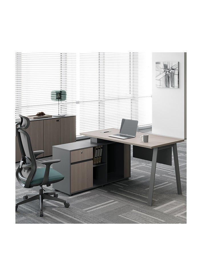 Neo Front Executive Desk with File Cabinet, Large Office Desk L Shaped Computer Desk with Drawers and Storage Shelves, Business Furniture Desk Workstation for Home Office SM-BT1614 - Image 5