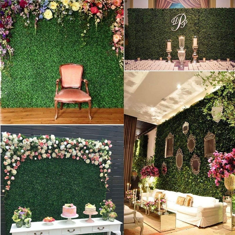 LINGWEI Artificial Grass Wall Panel Artificial Boxwood Panels Topiary Hedge Plant, Faux Hedges Fence and Faux Ivy Vine Leaf Decoration Wall Panels as Greenery Backdrop,40x60cm. (8 Pcs) - Image 5