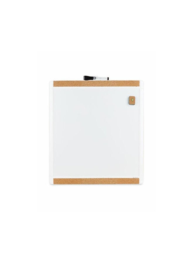 U Brands PinIt Combination Dry Erase Board White Board with White Frame, Office Supplies, Includes Marker and Magnet, 16” x 20” - Image 1