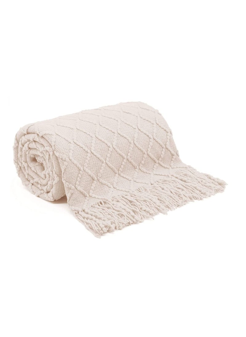 XiuWoo - Soft and Breathable Tassel Design Keep Warm Napping Cotton Blanket - Image 1