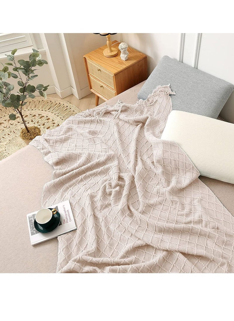 XiuWoo - Soft and Breathable Tassel Design Keep Warm Napping Cotton Blanket - Image 1